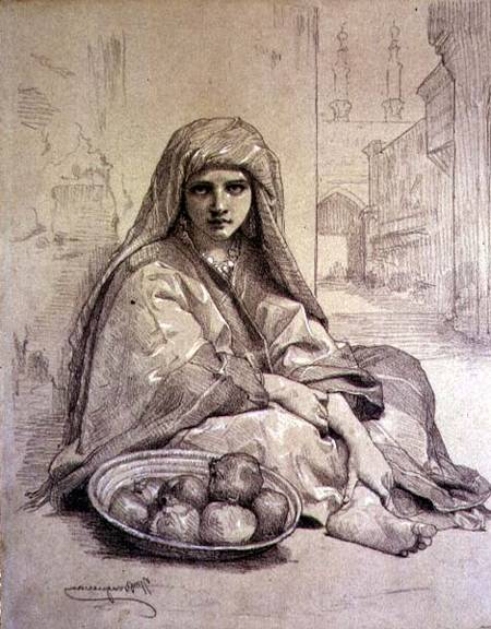 Algerian Girl Selling Pomegranates à William Adolphe Bouguereau