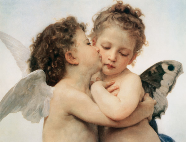 The first Kiss (Detail) à William Adolphe Bouguereau