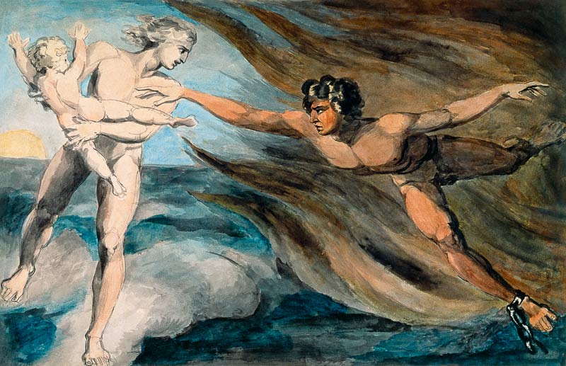 Good and Evil Angels Struggling for the Possession of a Child à William Blake