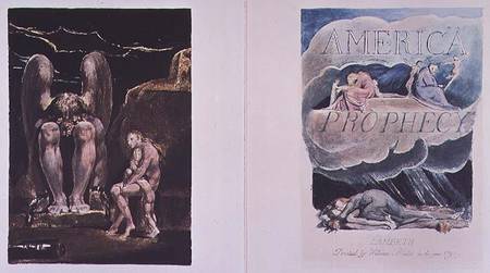 America a Prophecy: frontispiece and title page depicting Orc, the embodiment of Energy à William Blake