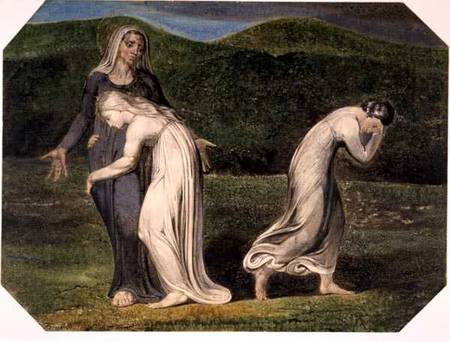 Naomi entreating Ruth and Orpah to return to the land of Moab, from a series of 12 known as 'The Lar à William Blake