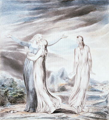 Ruth parting from Naomi, 1803 (wash, pencil, coloured chalk) à William Blake