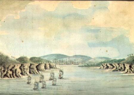 'Sirius' and convoy, the Supply and Agent's Division going into Botany Bay à William Bradley