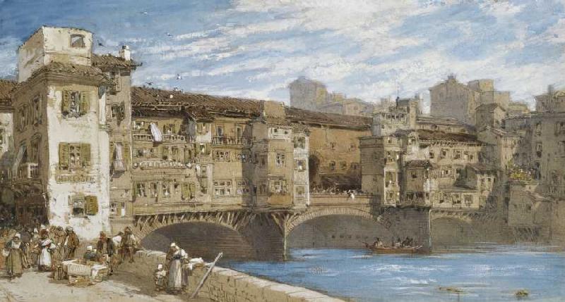 Der Ponte Vecchio in Florenz à William Callow
