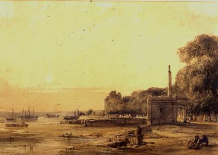 A View, Possibly on the Seine at Evening à William Callow