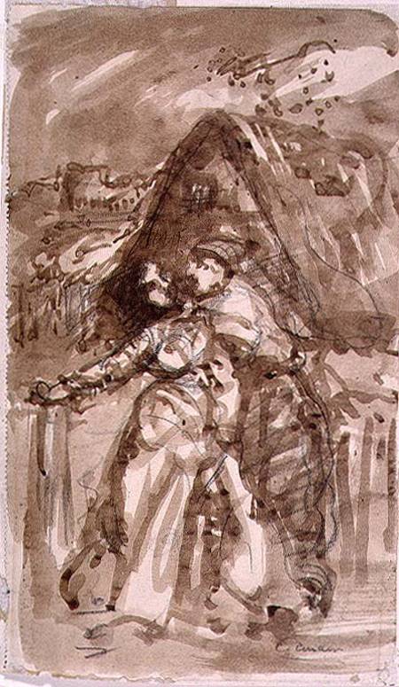 Sketch of a Man embracing a Woman at a Cottage Gate à William Collins