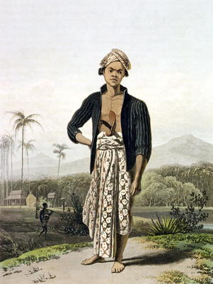 A Javan of the Lower Class, plate 2 from Vol. I of 'The History of Java' by Thomas Stamford Raffles à William Daniell