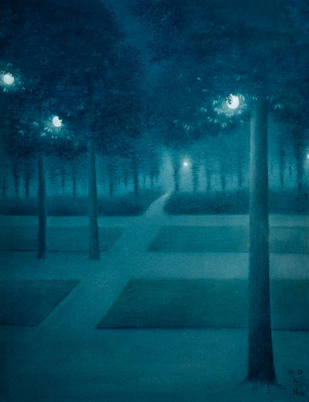 Ambiance nocturne dans le Parc Royal à Bruxelles à William Degouve de Nuncques