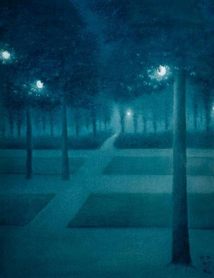 Ambiance nocturne dans le Parc Royal à Bruxelles