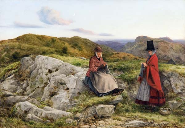 Welsh Landscape with Two Women Knitting à William Dyce