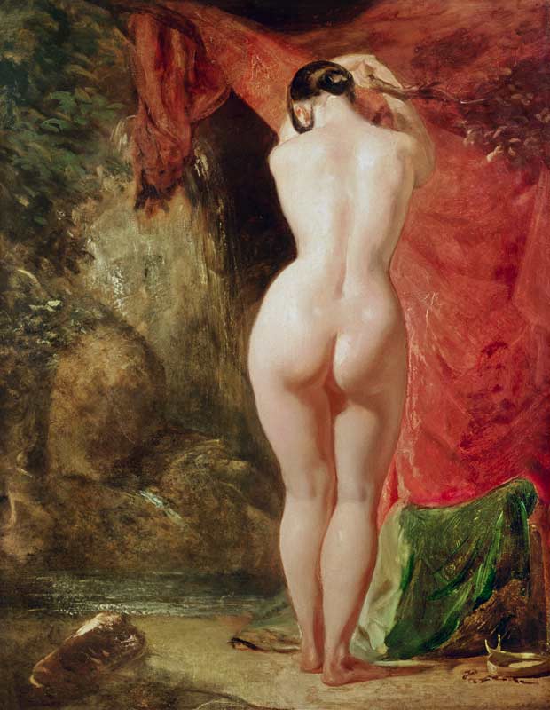 Diana standing by a waterfall (panel) à William Etty