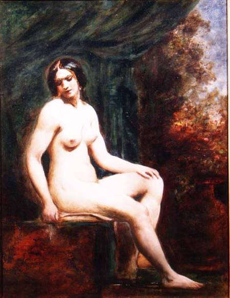 Seated Female Nude (board) à William Etty