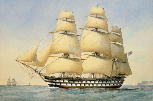 HMS Bellerophon off the Coast à William Frederick Mitchell