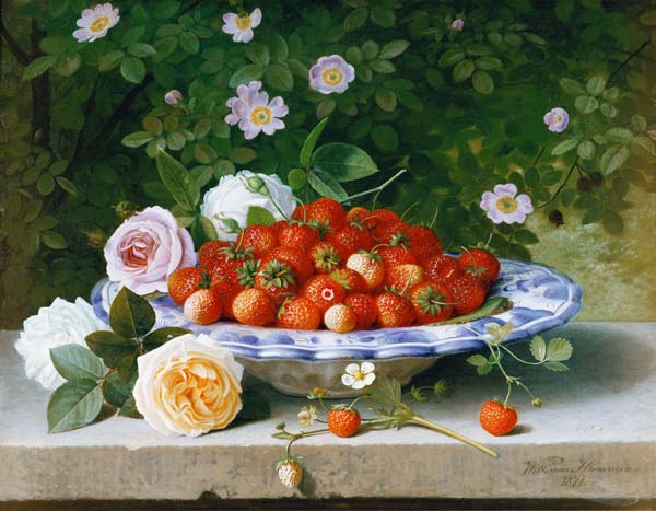 Ein Teller mit Erdbeeren à William Hammer