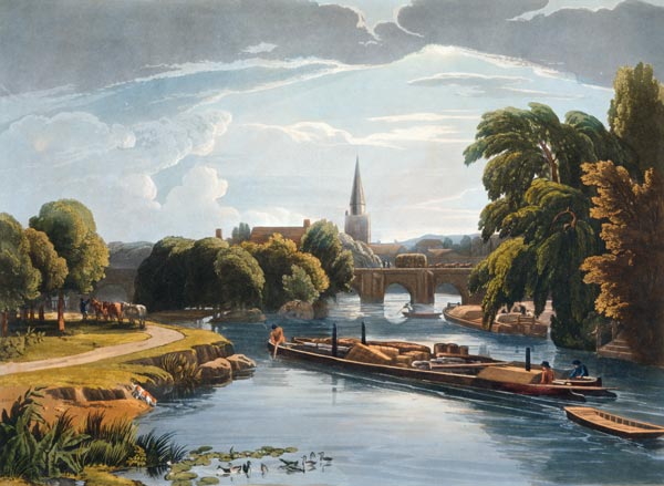Abingdon Bridge and Church à William Havell