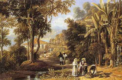 Scène de jardin sur la côte de Borganza, Rio de Janeiro à William Havell