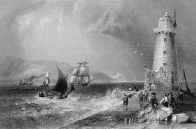 South Wall Lighthouse with Howth Hill in the Distance, Dublin, from 'Scenery and Antiquities of Irel