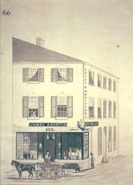 Apothecary shop of James Emerton in Salem à William Henry Emmerton