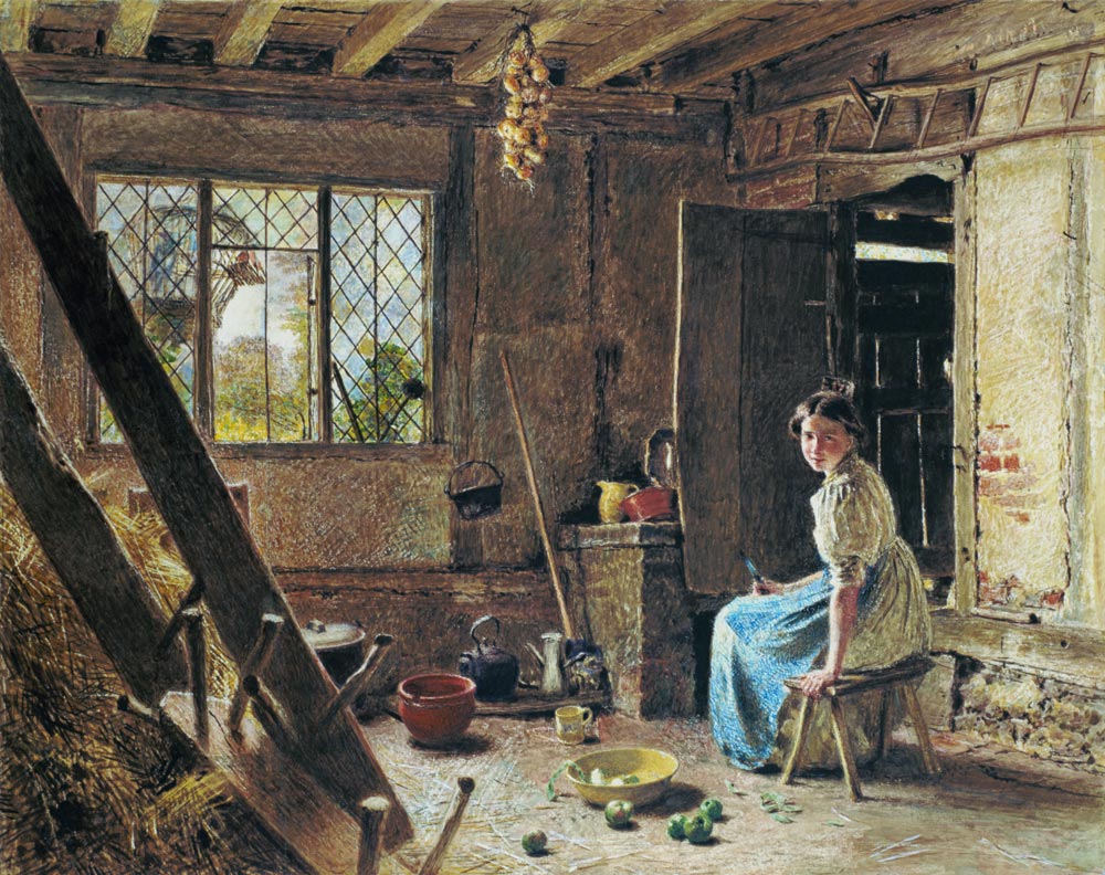 The Maid and the Magpie, A Cottage Interior at Shillington, Bedfordshire à William Henry Hunt