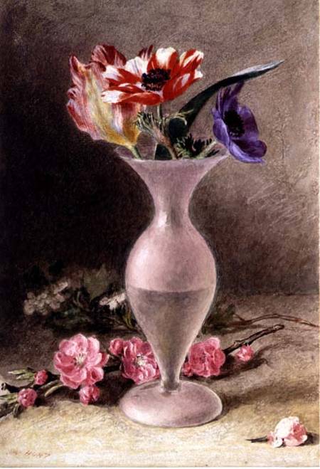 Glass vase and flowers à William Henry Hunt