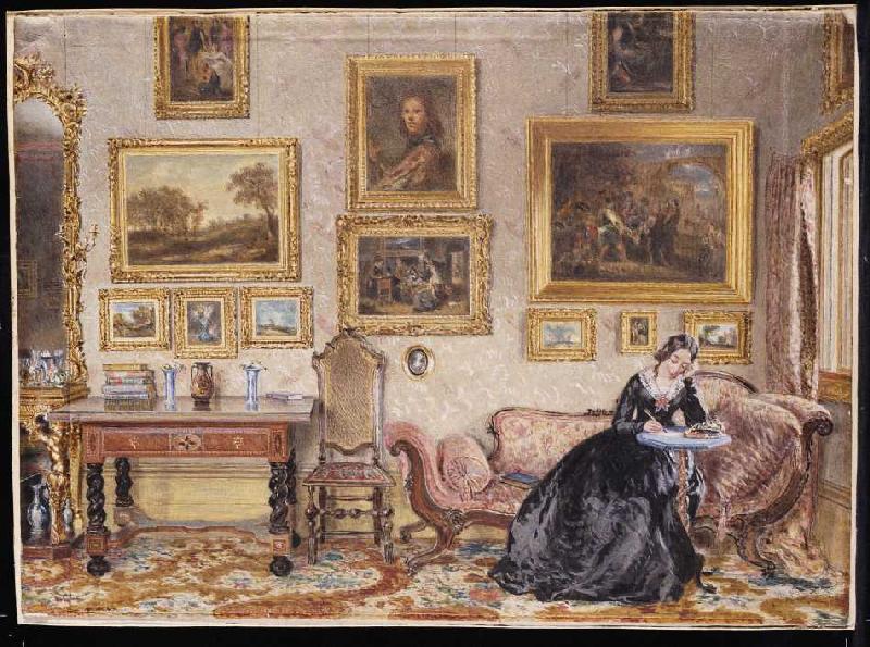 Schreibende Dame im Salon. à William Henry Hunt