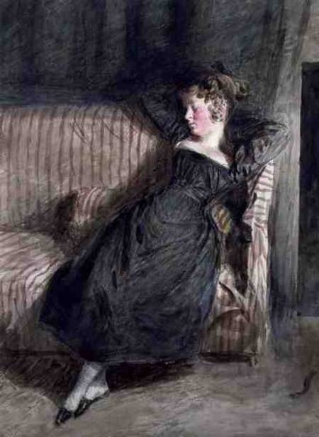 Young Girl Asleep on a Couch (w/c and pencil) à William Henry Hunt