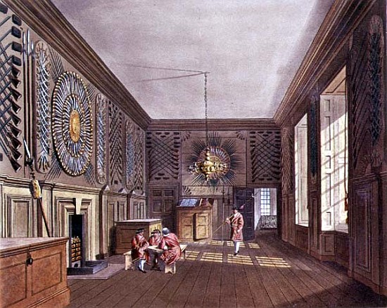 The Guard Chamber, St. James'' Palace from Pyne''s ''Royal Residences'' à William Henry Pyne