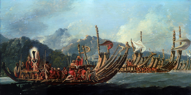 Tahitian War Canoes. In 1774 James Cook Witnessed a Review of the Fleet Consisting of 160 Big War Ca à William Hodges