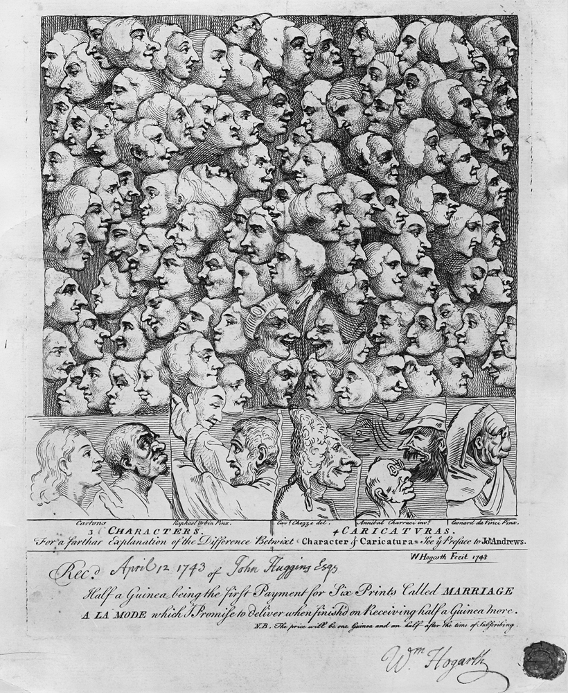 Characters and Caricatures, published in April 1743 à William Hogarth