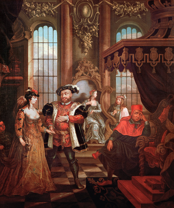 Henry VIII (1491-1547) introducing Anne Boleyn at court à William Hogarth