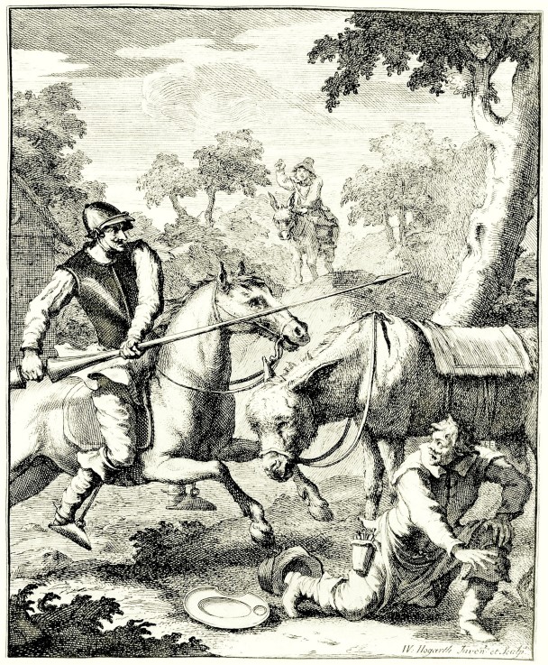 Illustration to the book "Don Quijote de la Mancha" by M. de Cervantes à William Hogarth