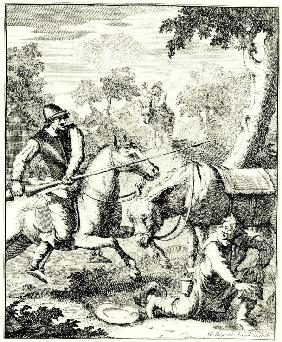 Illustration to the book "Don Quijote de la Mancha" by M. de Cervantes