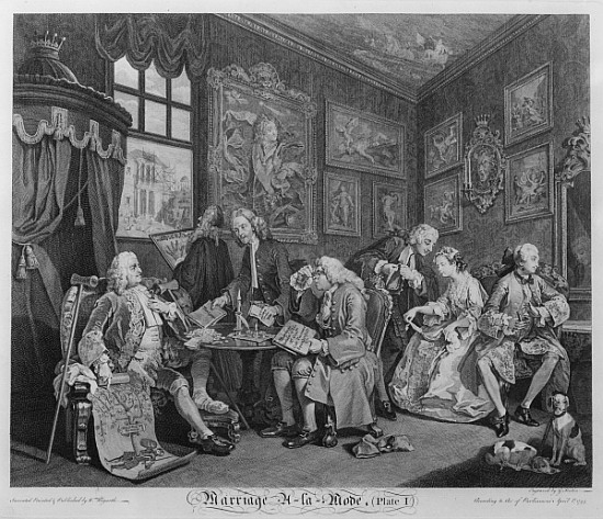 Marriage a la Mode, Plate I, The Marriage Settlement à William Hogarth