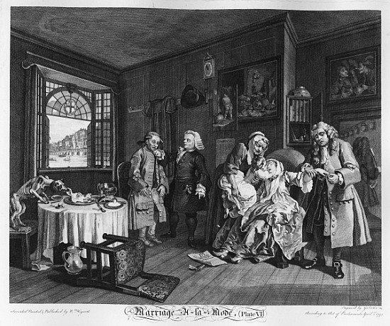 Marriage a la Mode, Plate VI, The Lady''s Death à William Hogarth