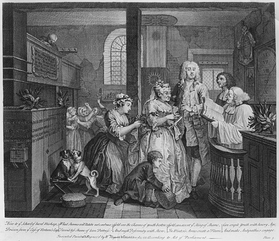 Married to an Old Maid, plate V from ''A Rake''s Progress'' à William Hogarth