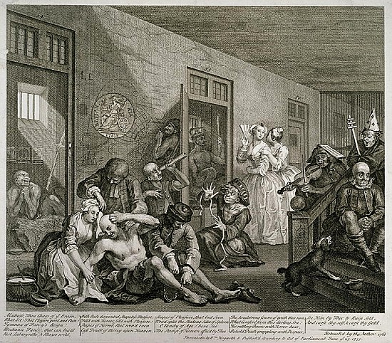 Plate VIII from A Rake''s Progress à William Hogarth