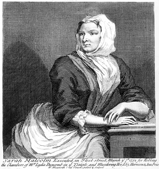 Sarah Malcolm in Newgate Prison à William Hogarth