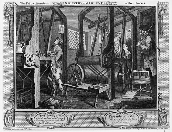 The Fellow ''Prentices at their Looms, plate I of ''Industry and Idleness'' à William Hogarth