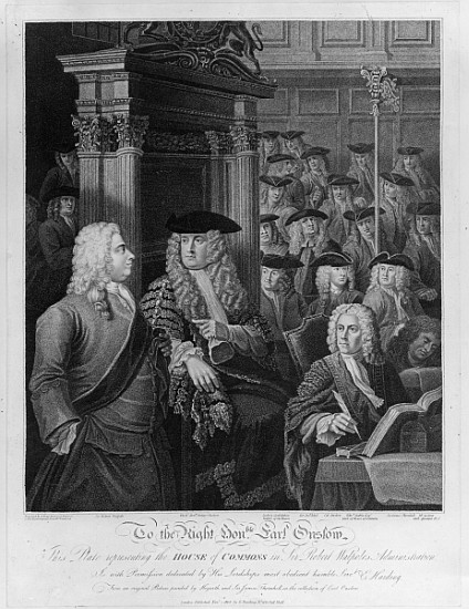 The House of Commons in Walpole''s administration, published 1803 à William Hogarth