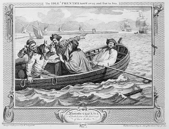 The Idle ''Prentice Turned Away and Sent to Sea, plate V of ''Industry and Idleness'' à William Hogarth
