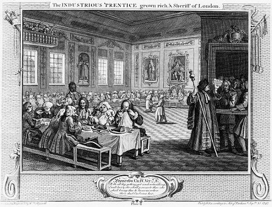 The Industrious ''Prentice Grown Rich, and Sheriff of London, plate VIII of ''Industry and Idleness' à William Hogarth