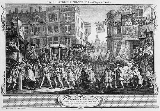 The Industrious ''Prentice Lord Mayor of London, plate XII of ''Industry and Idleness'' à William Hogarth