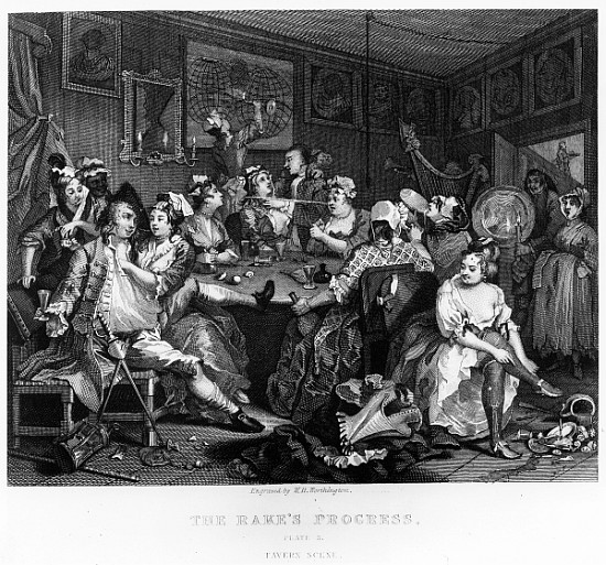 The Orgy, plate III from ''A Rake''s Progress'' à William Hogarth