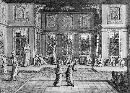 Women dancing in the Harem, from ''Voyages de Sr A. de la Motraye en Europe, Asie et Afrique'', publ à William Hogarth