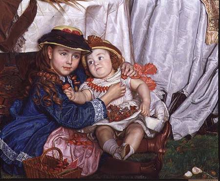Lady Fairbairn with her Children, detail of Constance and James à William Holman Hunt