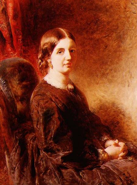 Portrait of a woman, seated, said to be Mrs Huggins à William Huggins