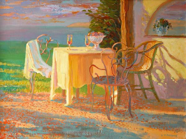 Evening Terrace, 2003 (oil on board)  à William  Ireland