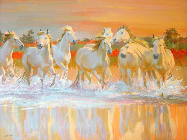 Camargue (oil on board)  à William  Ireland