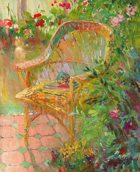 Wicker Chair, 2000 (oil on board)  à William  Ireland