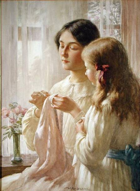 The Lesson (w/c and bodycolour on paper) à William Kay Blacklock